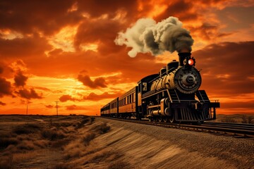 Steampunk locomotive with borderlands-inspired design, blending retro and futuristic styles - obrazy, fototapety, plakaty