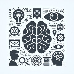 Conceptual Brain and Idea Icons
