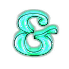 Glowing turquoise 3d symbols
