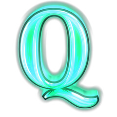 Obraz premium Glowing turquoise 3d symbols. letter q