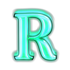 Glowing turquoise 3d symbols. letter r