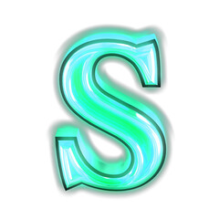 Glowing turquoise 3d symbols. letter s