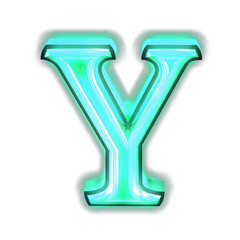 Glowing turquoise 3d symbols. letter y