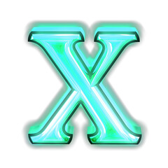 Glowing turquoise 3d symbols. letter x