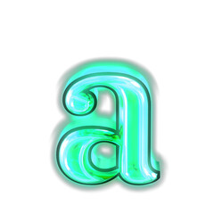 Glowing turquoise 3d symbols. letter a