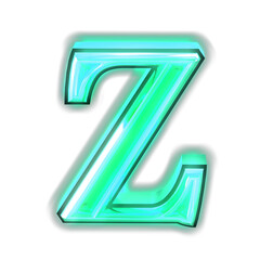Glowing turquoise 3d symbols. letter z