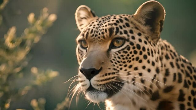 Close-up of a Cheetah by a Bush