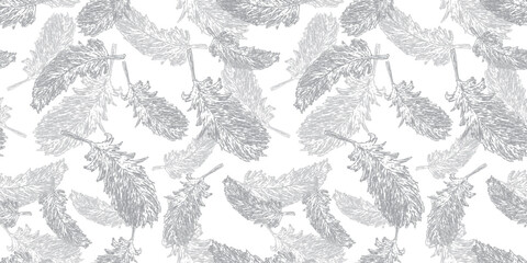 Seamless vector pattern of silhouettes drawn falling birds feathers, vector pattern for textile,paper,wallpaper