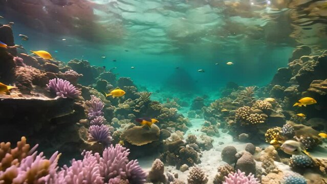 Underwater View of Coral Reef With Abundance of Fish