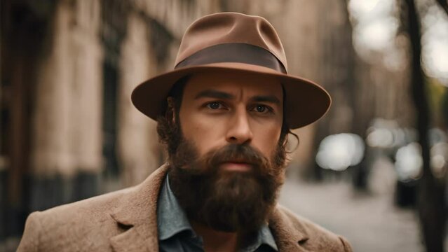 Bearded Man in Brown Hat