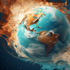 Abstract backround with planet Earth n the space