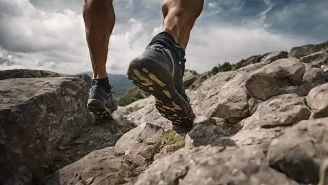 Man Running on Rocky Trail