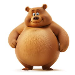 Funny overweight bear in shape of a ball, in style of cartoon character