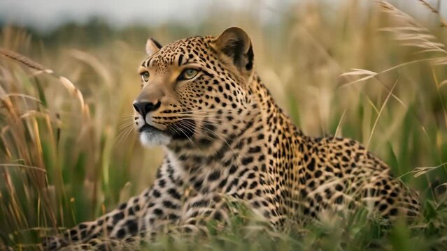 Cheetah Sitting in Tall Grass: A Close-up Encounter