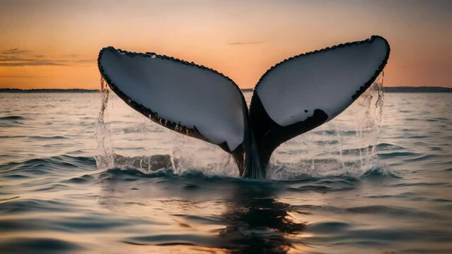 Majestic Whale Tail Emerges From the Water