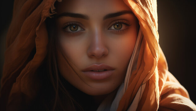Beautiful white woman in scraf
