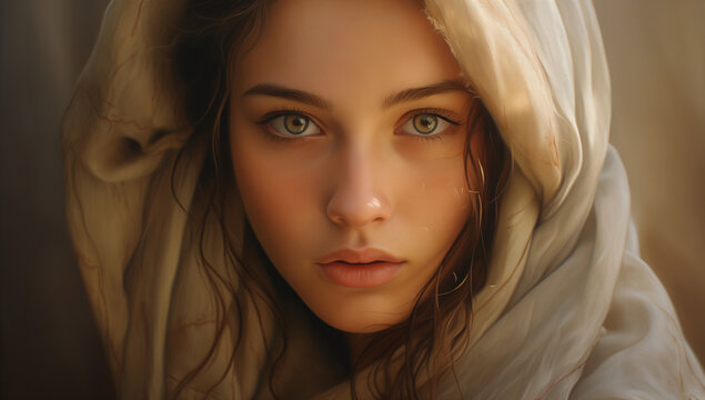 Beautiful white woman in scraf