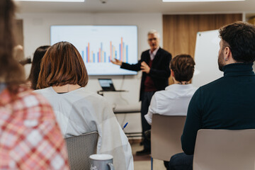 A group of employees collaborating and sharing ideas in a productive meeting.