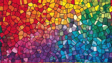  a picture of a multicolored background that looks like it has been made up of small squares of different sizes and colors, including red, yellow, blue, green, orang, and purple, - obrazy, fototapety, plakaty