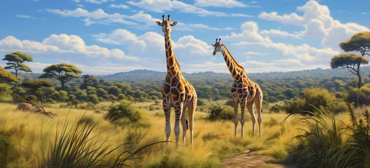Gordijnen Amazing landspace of africa with giraffes  © Koray