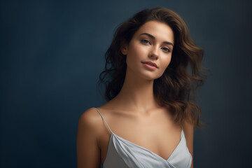 Fototapeta premium Beautiful close up profile face of young woman 