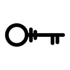 Key symbol. House key black silhouette icon. Simple old key sign isolated on white background