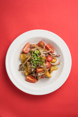 Delicious fried potatoes. Close ups