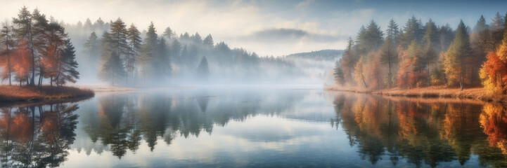 Obraz na płótnie Canvas Foggy morning at the lake 