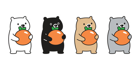 Bear polar icon orange vector fruit teddy pet cartoon character logo symbol illustration clip art isolated design