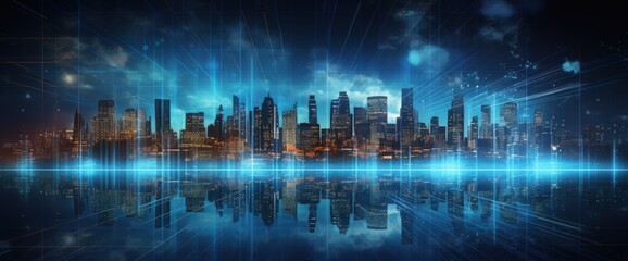 Technology that depicts a modern city and is full of intelligence. Generate AI images