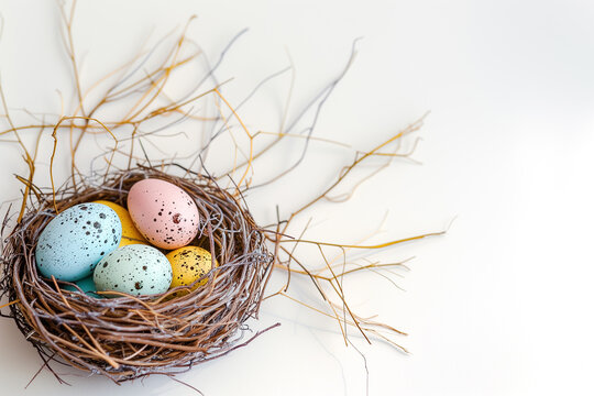 Easter, nest, colored eggs, advertisement, chocolate, holiday.
