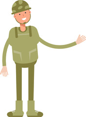 Soldier Character Holding Electric Plug
