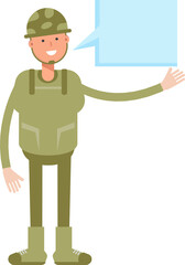 Soldier Character and Speech Bubble
