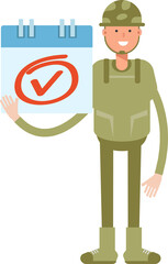 Soldier Character and Check Mark Sign
