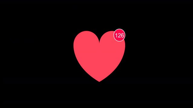 Social media love heart like icon tally to 500 against a black background.