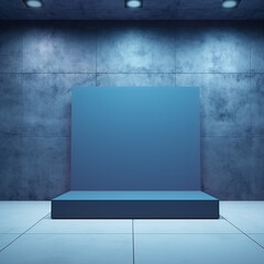Blank digital screen wall and concrete floor background