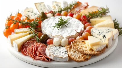 A platter of artisanal cheeses, a feast for the eyes with its variety of colors, textures, and flavors