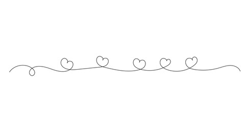Heart Line Art Curve Doodle Illustration. One Thin Editable Line Heart Shape Symbol Icon Isolated  White. Line Simple Vector Valentine Day Decoration Card Invitation Poster Print Design Heart Element