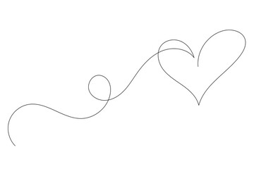 Heart Line Art Curve Doodle Illustration. One Thin Editable Line Heart Shape Symbol Icon Isolated  White. Line Simple Vector Valentine Day Decoration Card Invitation Poster Print Design Heart Element