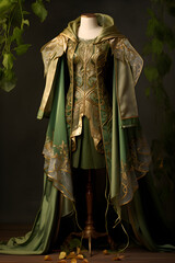 Dazzlingly Enchanting Nature-Inspired Elf Costume Illuminated under the Benevolent Glimmers of Fairy Lights