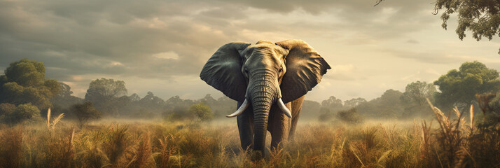Portrait of a elephant in his natural habitat - obrazy, fototapety, plakaty