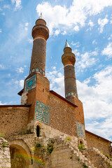 Cifte Minareli Medrese (Double Minaret Thelogical Schools). The structure is located at the city center. The structure has the biggest portal among the other theological schools in Anatolia. Sivas .