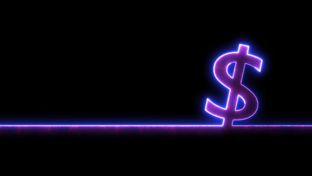 Glowing neon line american currency dollar sign icon isolated on transparent background. 4K motion graphic animation of usa currency dollars sign .