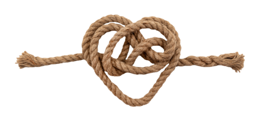 Rope made of jute in loops and knots on a white background. Linen twisted rope isolate