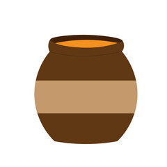 barrel with honey. Icon of sweet delicacy. Cartoon illustration for children's books. Conception for a rural fair. Isolated on a white background.