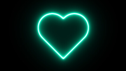 Neon heart with a glow on the black background. Glowing bright red, purple and blue hearts. Love Icon Neon Style.
