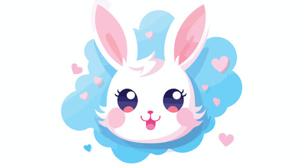Obraz na płótnie Canvas Cute bunny with relieved smile semi-flat vector.