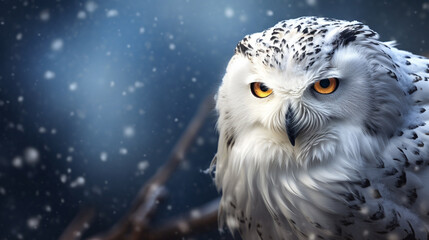 Portrait of a snowy owl in her natural habitat