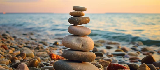  Stack of stones in beach © pector