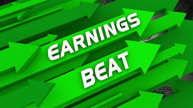 Earnings Beat Rising Profits Quarterly Results Arrows 3d Animation